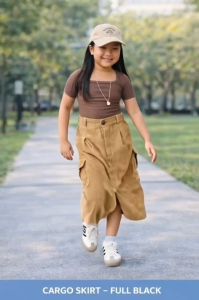 Cargo Corduroy Skirt Combat 6 Working Pocket Pants For Girl Toddler to Kids Teens 1 to 12 Years Old