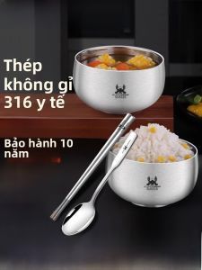 Bát Cơm Inox 316 Hai Lớp Ecarlon Kèm Thìa Bộ Dụng Cụ Dành Cho Người Lớn Bộ Đồ Ăn Ăn Chống Bỏng