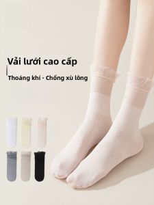 MiiOW | Tất nữ mùa hè mỏng đến giữa bắp chân viền ren phong cách ballet đa năng bằng sợi thủy tinh pha lê mới