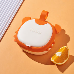 Childen Food Supplement Tableware Set Double Layer Cartoon Lunch Box Crab for Kids with Spoon and Fork and scissors BPA Free Microwave Oven
