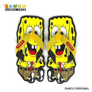 Sandal Lucu Sancu Jepit Anak dan Remaja Laki Laki Perempuan Karakter Cheese Kid Spongebob