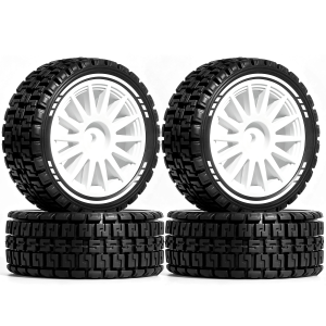 Bộ Bánh Xe Và Lốp Rally Block Dành Cho Xe RC 1/10 1/12 - Tương Thích Với Kyosho FW06 - Bánh Xe Nylon Lục Giác 12mm Và Lốp Cao Su - Bộ 4 Chiếc