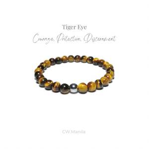 CW Manila - AD0NIS Stretch Bracelet - 6mm Tiger Eye Stones with Spacer - Semi-Precious Stones Stretch Bracelet
