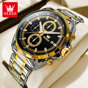 OLEVS | OLEVS TY713 Chronograph Sports Wristwatch for Men Fashion Stainless Steel Waterproof Luminous Auto Date Original Quartz Watches