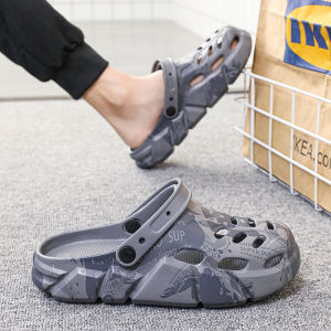 Hole Shoes Mens Summer Outwear Shit Feeling Non Slip Sports Beach Sandals Boys Office Bean Bag Closed-Toe Slippers