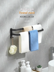 Ecoco Aluminum Towel Hanging Holder Organizer for Bathroom Drill-Free Towel Rack Durable Rustproof