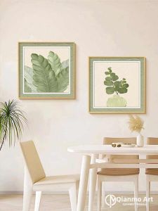 Creamy Style Fresh Green Plant Decorative Painting