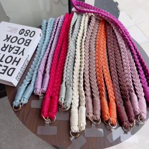 Boho Braided Cotton Phone Lanyard Woven Macrame Crossbody Strap with Clear TPU Connector Hands-Free Neck Carry for Smartphones