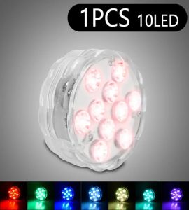 10 Đèn Led RGB Đổi Màu Đèn Chìm Có Điều Khiển Từ Xa Cho Sân Vườn Tiệc Cưới Bình Hoa Trang Trí Chiếu Sáng Dưới Nước IP65