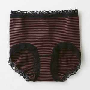 Seamless Underwear for Women Cotton Crotch Mid-Waist Minimalist Striped Student Briefs Cotton Fabric Lace Edge Womens Underwear