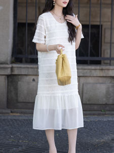 DAIXIANGFEIZI | Summer New Big Size Short Sleeve Midi Dress for Petite