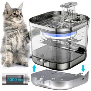 2L Large Automatic Pet Water Fountain For Dog Cat Water Dispenser Wireless Battery Operated Motion Sensor Pet Drinking Fountain Pet Cat Dog Water Feeder