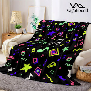 BILIBILI | Neon Music Doodle Flannel Blanket Warm Soft Halloween Christmas Decorative Couch Warm Cozy All-Season Gift