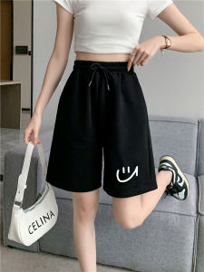 High Waist Five-Quarter Casual Shorts Womens Black Loose Straight Leg Wide Leg Pants Summer Comfortable Fashionable Commute