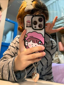 Cartoon Heart Shape Protective Phone Case for iPhone 17 pro Max Girls Lucky Pink Hat Anti-Fall Soft Shell Cover UV Printed