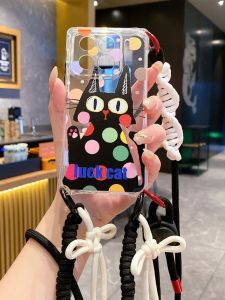 Cute Cat Pattern Mobile Phone Case with Lanyard Crossbody Protection for Xiaomi 15 pro Huawei Nova 13 pro  16 pro Soft Shell Handheld Rope Magic 7 Anti-Fall Protective Cover