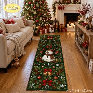 VIKAMA Christmas Holiday Corridor Runner Rug Non Slip Washable Kitchen Entryway Carpet Soft Vintage Hallway Mat Home Decor