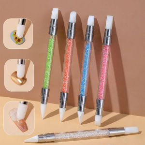 LULAA | LULAA Dual-End Silicone Nail Art Sculpture Pen Glitter Transparent Tube Carving Mirror Powder Transfer Embossing DIY Nail Tools
