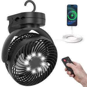 Quạt Kẹp Di Động 10000mAh Có Đèn LED Và Móc Treo Sạc Lại Được 35 Giờ Dùng Cho Ngoài Trời Nhà Văn Phòng Cắm Trại - Quạt USB