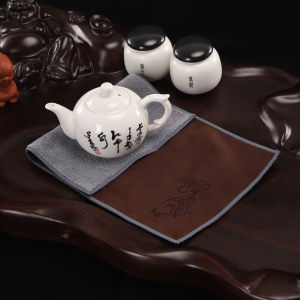 High-End Suede Tea Towel Absorbent Vintage Style Chinese Painting Special Tea Towel Cloth for Tea Table And Tea Set
