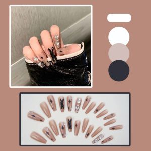 Student Wearable Nail Extensions Medium Long New 2024 Detachable Popular Ins Childrens Nail Art Suitable for 7 to 14 Years Old