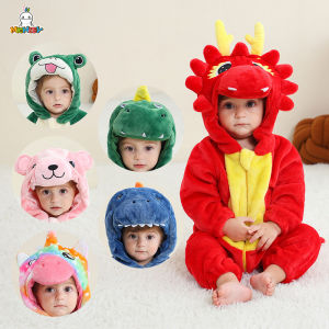 New Arrival Baby Jumpsuit Outwear Flannel Infant Toddler Baby Thermal Pajamas Cute Animal Zipper Jumpsuit