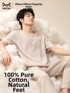 MiiOW | Xinjiang Cotton Summer New Mens Pajamas Two-piece Set