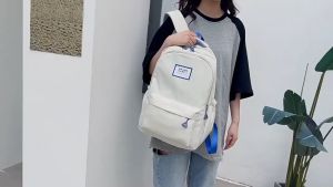 Beg galas sekolah untuk Wanita Beg galas Sekolah Beg Perjalanan Sesuai untuk Sekolah dan Perjalanan Bahan Kanvas Gaya Korea Beg galas Beg Pack Beg galas Beg galas pelajar Warna Hitam