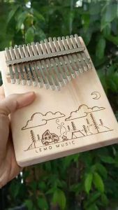 Đàn kalimba 17 phím QUYNHLEMO khắc hình phong cảnh Kalimba giá rẻ gỗ tự nhiên cao cấp tặng búa chỉnh âm