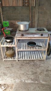 Rak Serbaguna Kompor 2 Tungku susun / Rak Minimalis Dapur Kayu / RAK KOMPOR TUNGKU 2