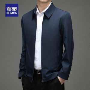 ROMON | Lormen Mens Casual Jacket Spring Autumn New Style Mid-aged Dad Business Casual Turn-down Collar Administrative Official Coat