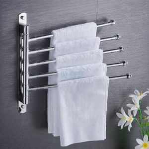 Rotatable Foldable No Drilling Stainless Steel Bathroom Towel Rack