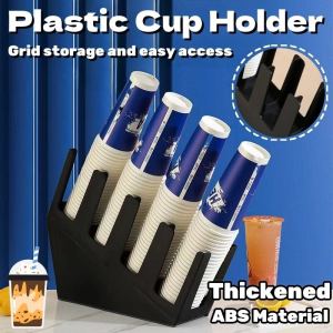 Plastic Paper Cup Holder Milktea Coffee Cup Dispenser Countertop Space Saver Organizer Bar Rack