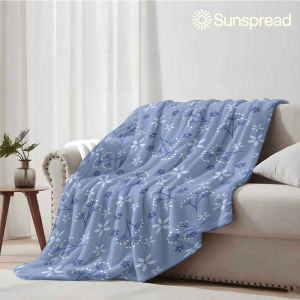 Beast Kingdom | Blue Floral Soft Warm Flannel Blanket Lightweight Cozy Christmas Halloween Home Decor Room