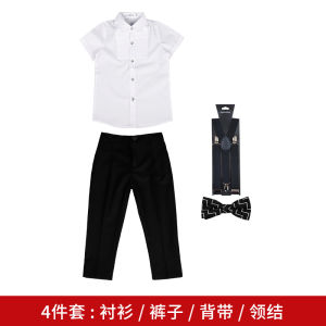 Boys Summer Slim Fit Suit Set Piano Performance Outfit Youth Host Show Costume Pure Cotton British Style Childrens Formal Wear