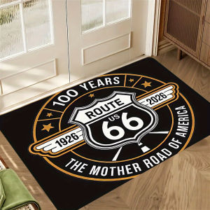 VIKAMA Vintage 66 Highway Floor Mat Anti-Slip Washable Floor Mat for Indoor Outdoor Entrances Home Decoration Carpet