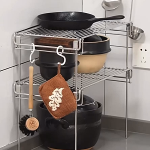 >SG Stock> SS201 Organizer Rack Cabinet Tiered Shelves Kitchen Shelf Kitchen Rack Desktop Rack Space Saver Rack Countertop Rack Countertop Organizer Rack Under Sink Organizer Rack Cabinet Organizer Rack Pot Stand Pot rack Pots Holders