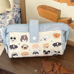 Kawaii Puppy Pencil Pouch Large Capacity Pen Case Cat Cosmetic Bag Girls Student Supplies Stationery Gifts