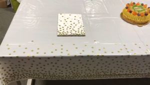 Birthday Party Dessert Table Sign in Table Cloth Gold Dot Dust and Oil proof Disposable Table Cloth