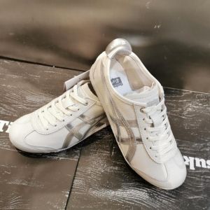 Original Tiger Shoes Classic White/silver/tail Silver Mens and Womens Leather Non-slip Wear Resistant Comfortable Casual Sneakers D508K-0193