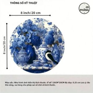 CIFbuy | CIFbuy 8x8in Phong Cách Sứ Cổ Điển Bằng Nhôm Nghệ Thuật Treo Tường Chống Thấm Nước Trang Trí Bền Bỉ Cho Phòng Khách Phòng Ngủ Tại Nhà
