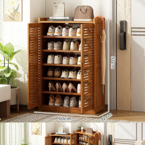 Large Capacity Space Saving Shoe Rack Wooden Simple Installation