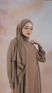 [COD] Shamma Abaya Plus Pashmina Bahan Ceruty Babydoll Dua Layer / Abaya Set Hijab Terbaru 2025 / Gamis Lebaran elegan Simpel / Busui Friendly / Fashion Muslimah