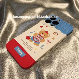 Cute Bear Heart Phone Case Lightweight  17 pro Max 16 pro Max 15 Series Protective Cover Ins Style Cartoon Design