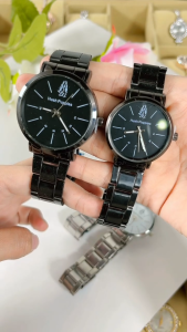 Diskon besar-Jam Tangan Couple Jam tangan hp rantai Elegant Bulat Polos Stainless Steel