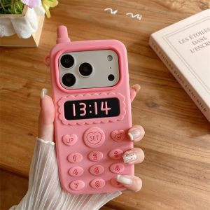 Sanrio | Cartoon Hello Kitty Pendant Telephone Phone Case For iPhone 17 16 15 14 13 12 Pro Max Plus 16 17E Shockproof Silicone Back Cover