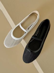 Super Plaid! Minimalist Cut Out Breathable Elastic Band round Head Flats Womens Summer Easiest for Match Flats Flats Hole Boat Shoes