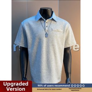 LIUBU | Polo Shirt American Style Stripes Patchwork Mens Short Sleeve T-Shirt