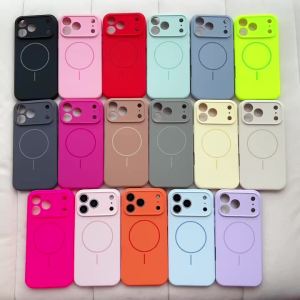 Fashion Bright Lucky Red Liquid Silicone Magnetic Case For iPhone Air 17 16 15 14 Pro Max Plus For Magsafe Candy Matte Cover