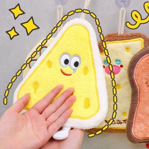 ผ้าเช็ดมือแบบแขวนน่ารักลายการ์ตูนปะการังหนาเด็กผ้ากำมะหยี่ผ้าขนหนูดูดซับดีมือของใช้ในครัวเรือนห้องครัวห้องน้ำผ้าทำความสะอาด